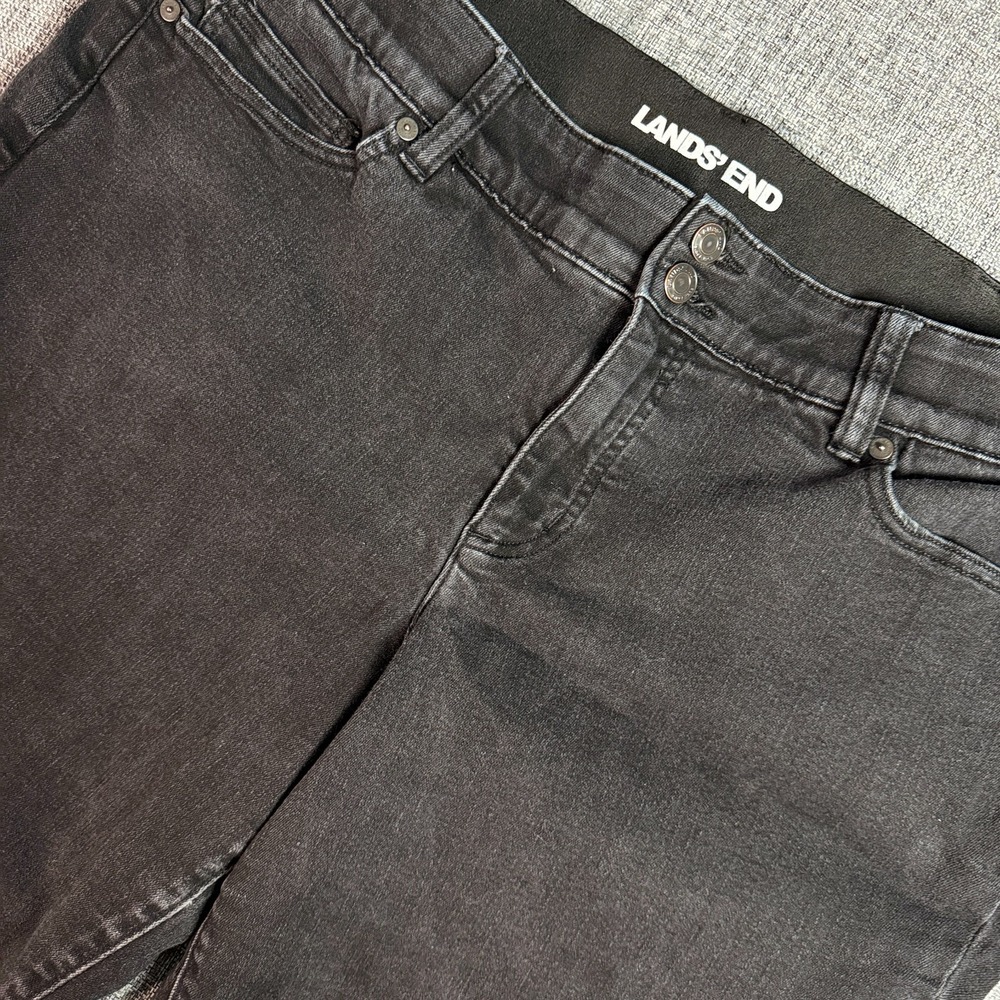 Lands‎ End Jeans Womens | Size 20W | Black Denim Elastic Stretch Straight